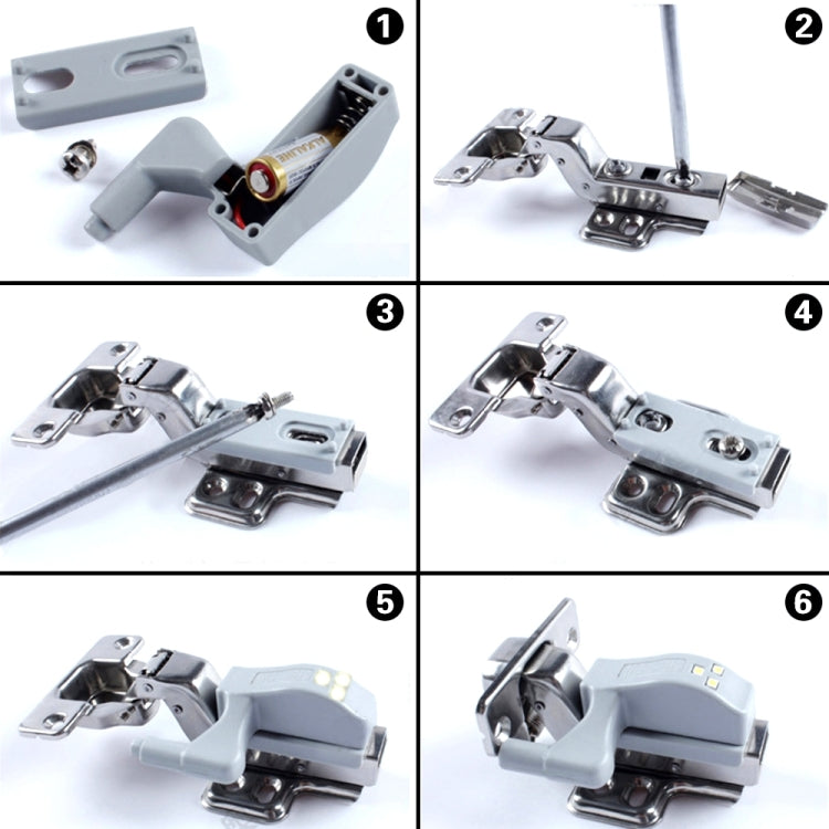 0.3W Universal Inner Hinge LED Sensor lamp Cupboard 3 LEDs Night light Auto ON/OFF Bulb(White Light)