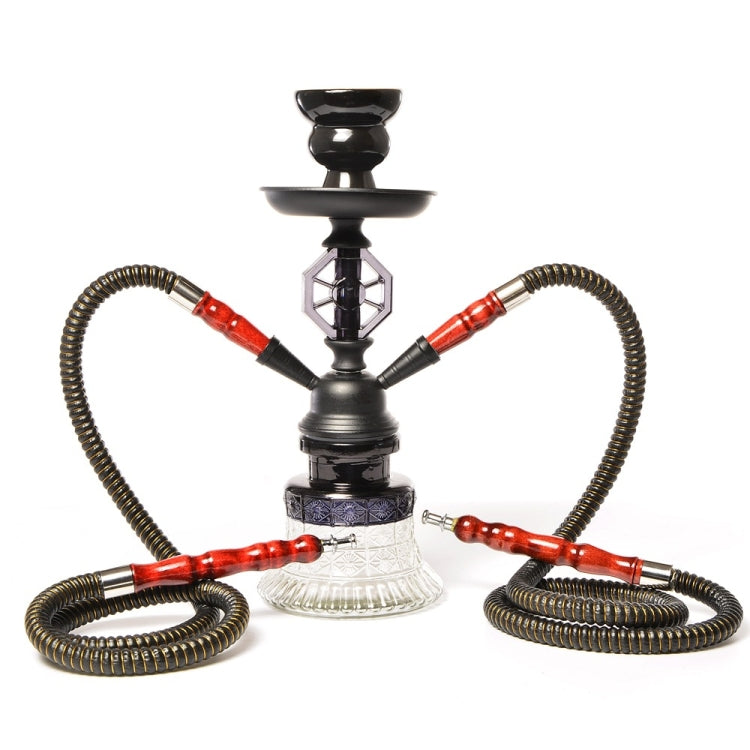 019-MZ729 Double Tube Glass Hookah (Black)