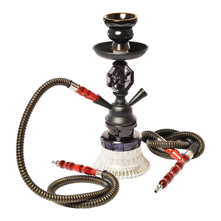 019-MZ729 Double Tube Glass Hookah (Black)