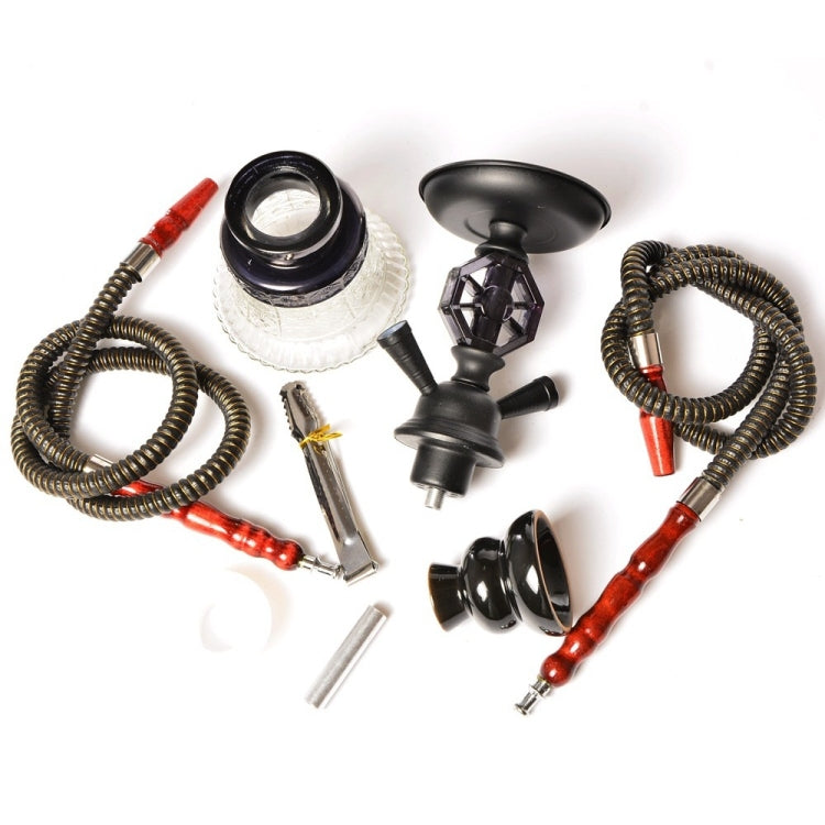 019-MZ729 Double Tube Glass Hookah (Black)