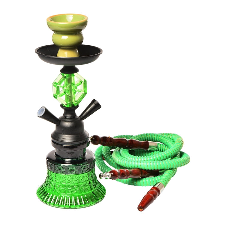 019-MZ729 Double Tube Glass Hookah (Green)
