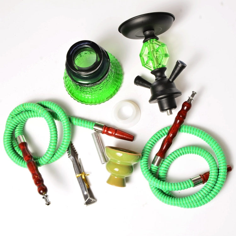 019-MZ729 Double Tube Glass Hookah (Green)