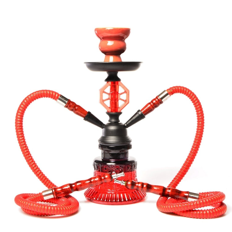 019-MZ729 Double Tube Glass Hookah (Red)