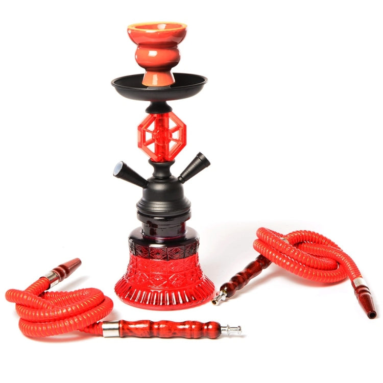 019-MZ729 Double Tube Glass Hookah (Red)