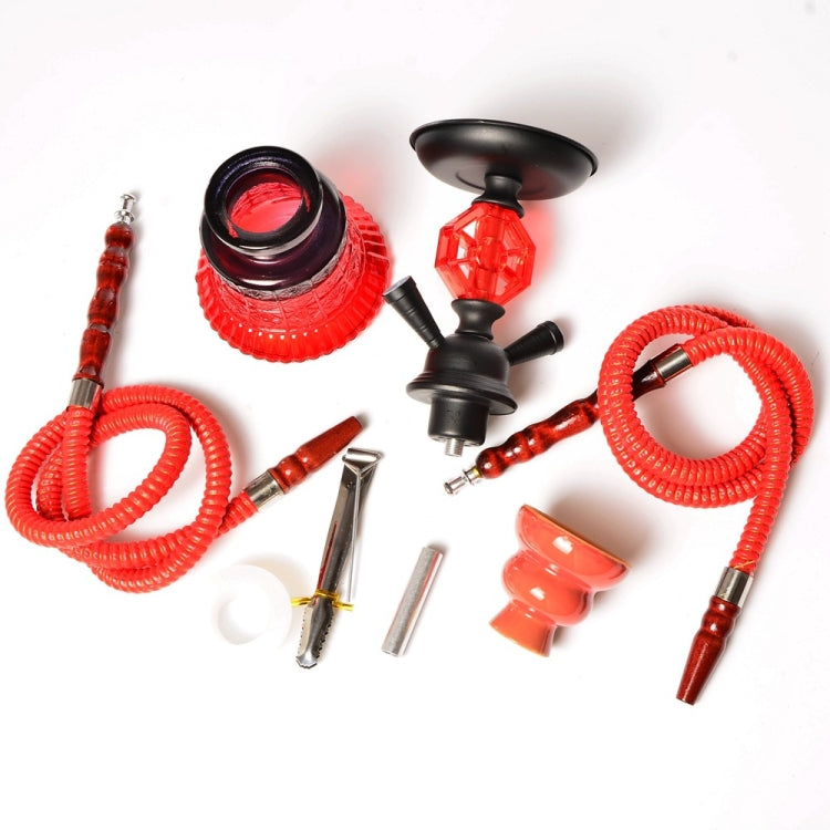 019-MZ729 Double Tube Glass Hookah (Red)