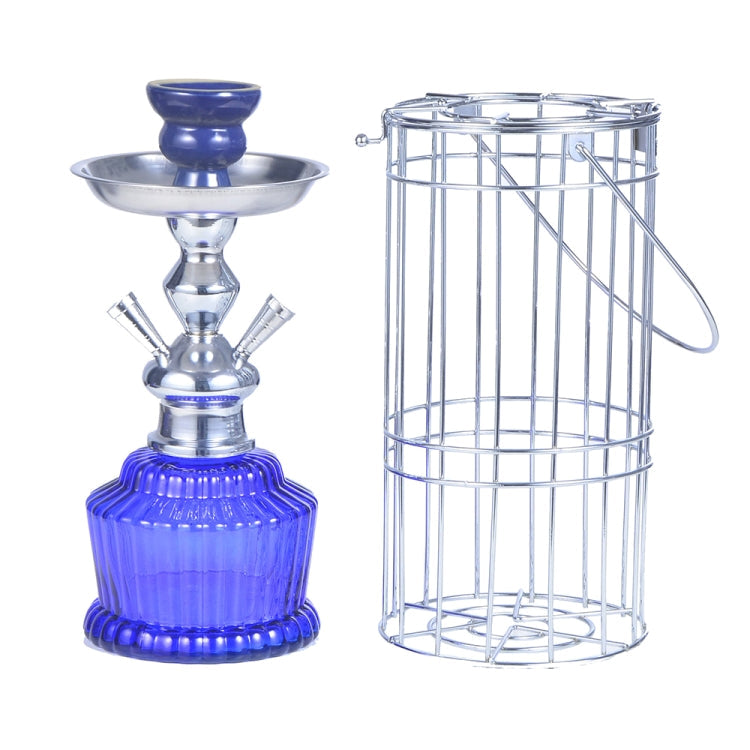 010-30 Double Tube Glass Iron Cage Hookah (Blue)
