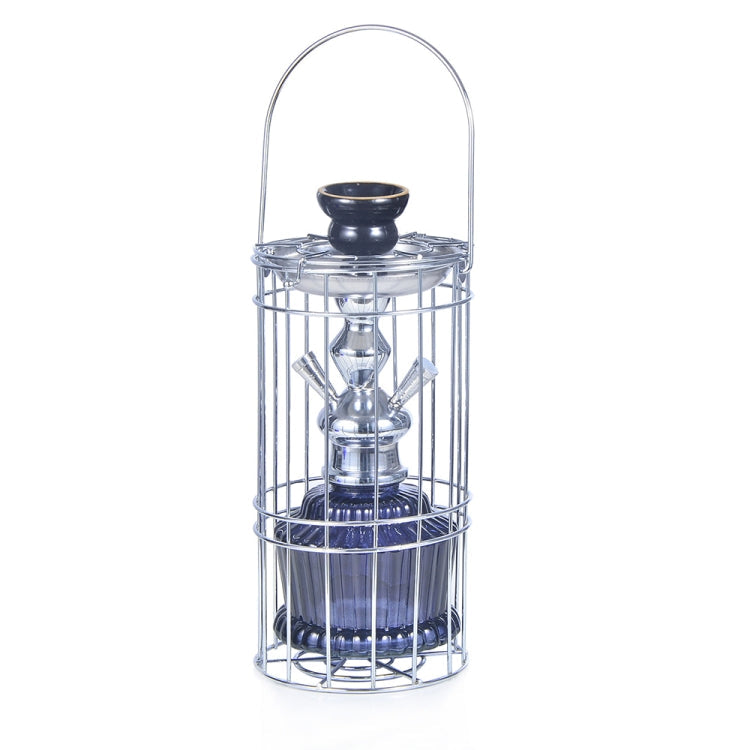 010-30 Double Tube Glass Iron Cage Hookah (Blue)