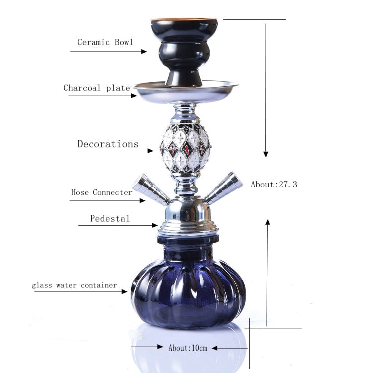 08-023 Double Pipe Glass Hookah Set (Black)