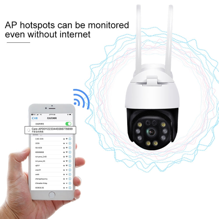 QX36 1080P 3.0MP 3.6mm Lens IP65 Waterproof PTZ 360 Degree Rotating WIFI Camera, Support Day and Night Full Color & Two-way Voice Intercom & Motion Humanoid Detection & Video Playback & 128GB TF Card, US Plug