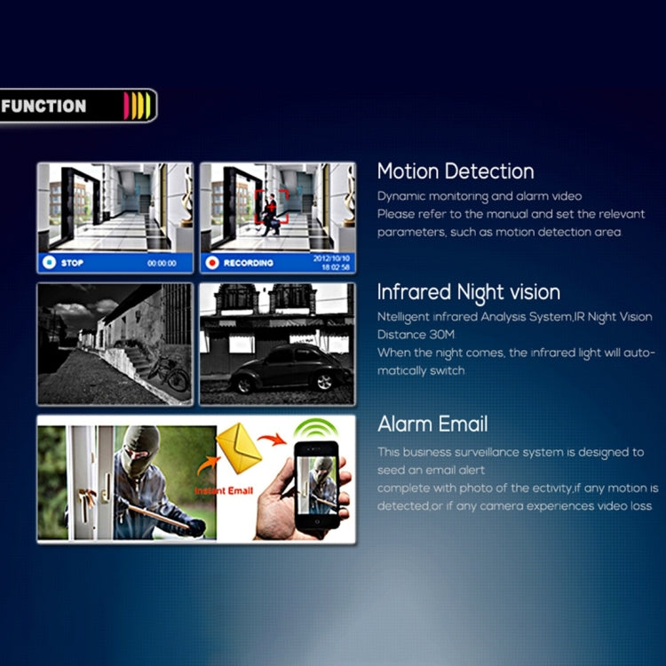 A4B3 / Kit 4CH 1080N Surveillance DVR System and 720P 1.0MP HD Weatherproof CCTV Bullet Camera, Support Infrared Night Vision & P2P & QR Code Scan Remote Access(White)