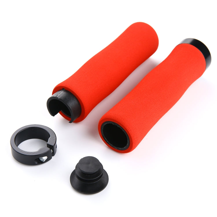 1 Pair AG28 Alloy Lock-Rings + Sponge Bicycle Handlebar Grip (Black)