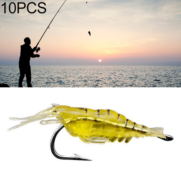 10 PCS 4cm Fishing Soft Artificial Shrimp Bait Lures Popper Poper Baits with Hook(Natural)