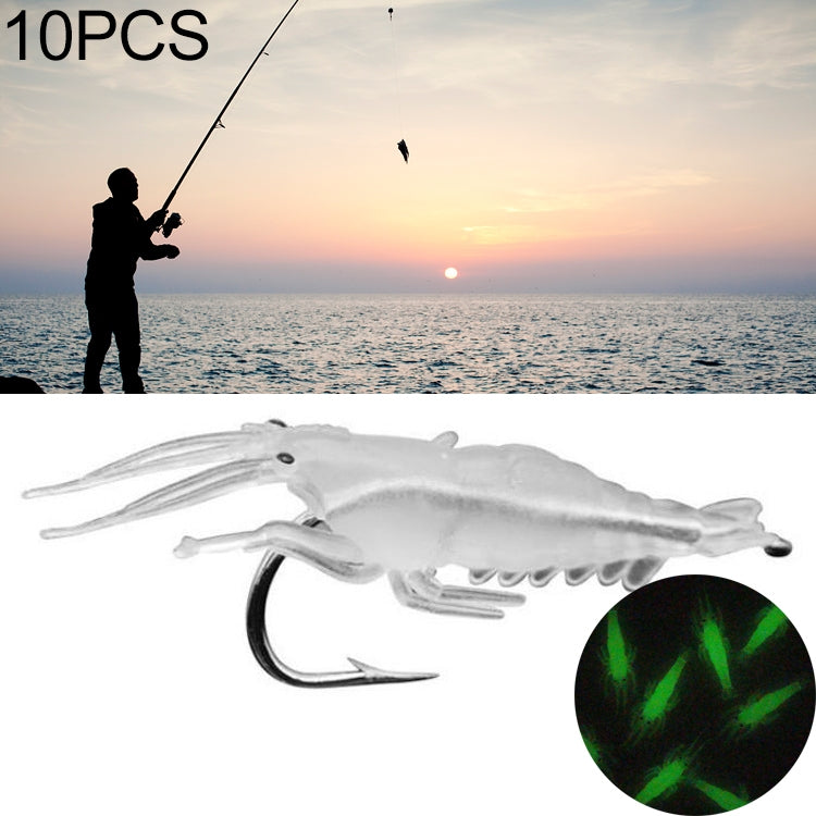 10 PCS 4cm Fishing Soft Artificial Shrimp Bait Lures Popper Poper Baits with Hook(Fluorescent)