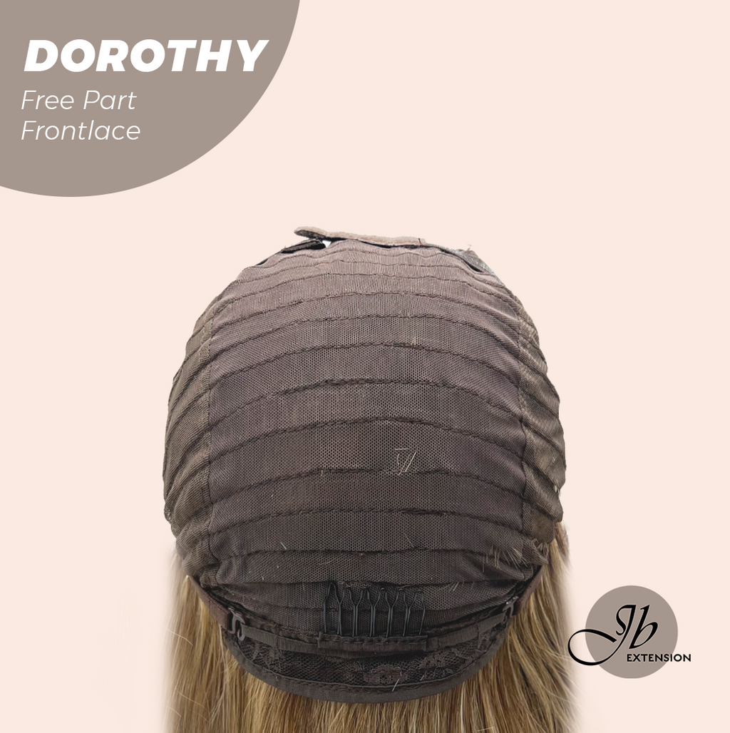 JBEXTENSION 22 Inches Mix Brown Curly Fiber X, Tangle Less Pre-Cut Free Part Frontlace Glueless Wig DOROTHY【FIBER X】