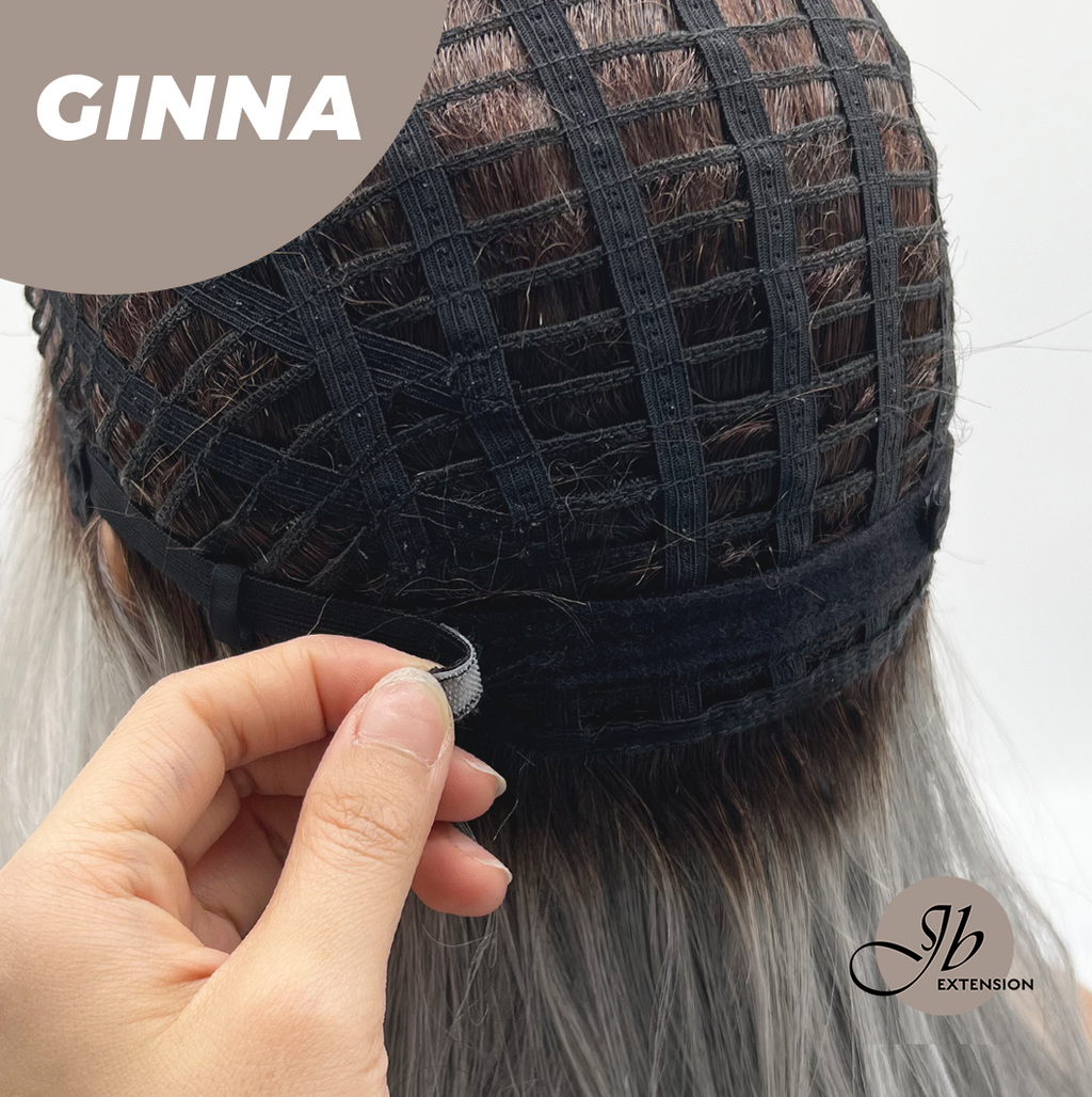 JBEXTENSION 19 Inches Grey Women Fashion Full Machine Wig GINNA【PLUS PERMATEASE】【BENDY EAR TABS】