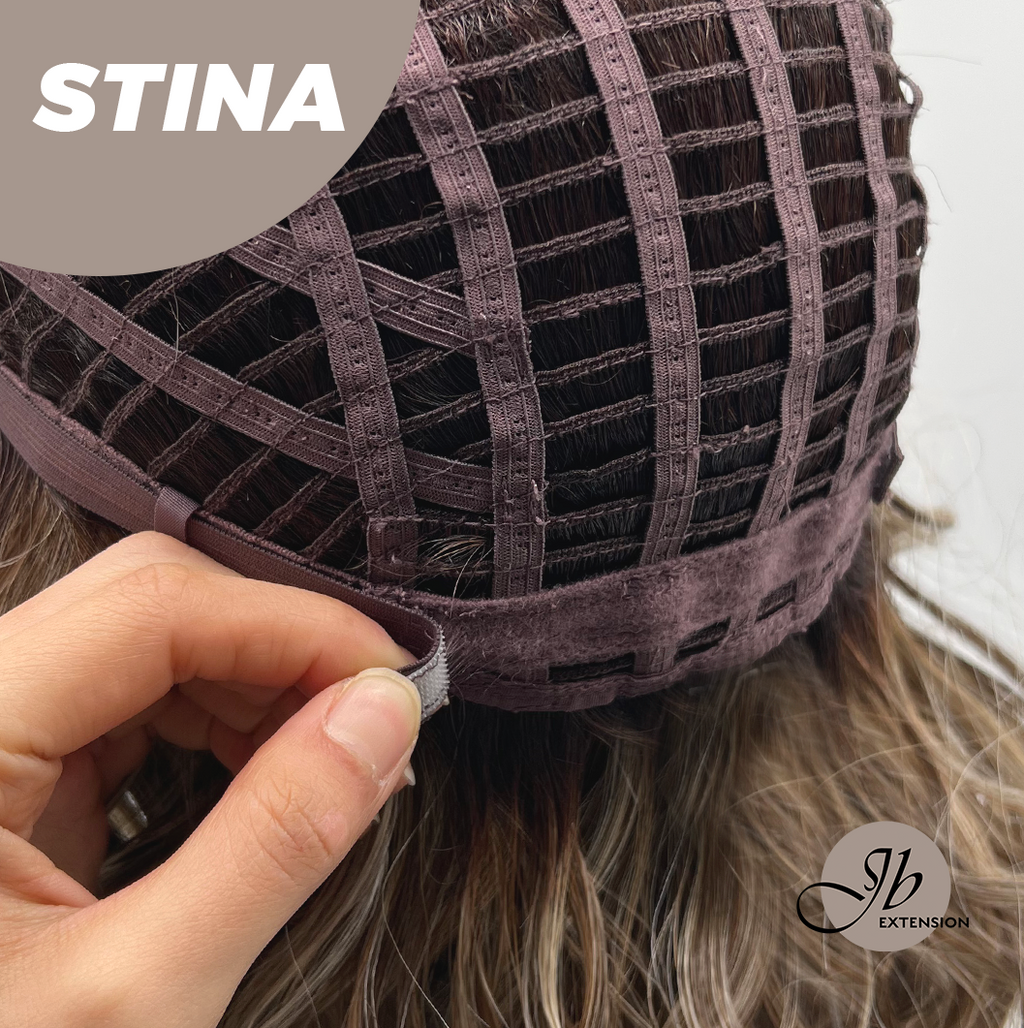 JBEXTENSION 14 Inches Wave Ash Caramel Blonde Women Fashion Full Machine Wig STINA【PLUS PERMATEASE】【BENDY EAR TABS】