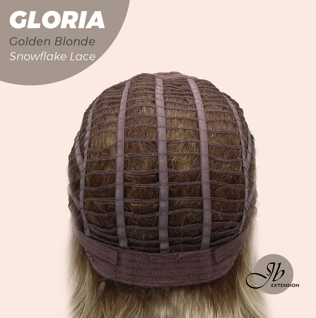 [PRE-ORDER] JBEXTENSION 14 Inches Curly Golden Blonde Wig with Bangs Pre-Cut T Part Snowflake Lace Frontlace Glueless Wig GLORIA GOLDEN BLONDE【BENDY EAR TABS】