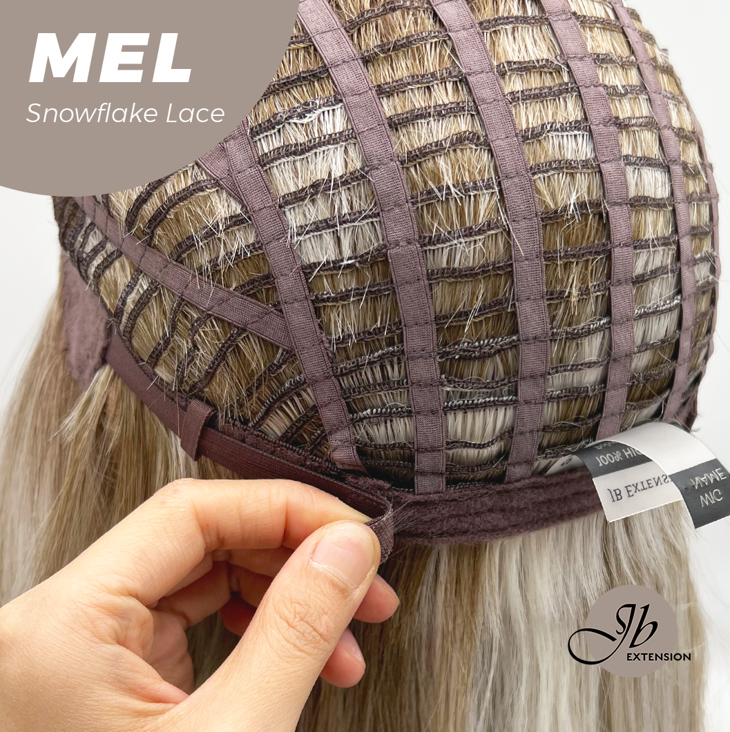 JBEXTENSION 20 Inches Ash Blonde Curly Pre-Cut Snowflake Lace Frontlace Glueless Wig MEL【PERMATEASE】【BENDY EAR TABS】- M/L