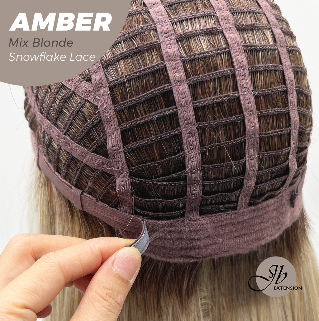 [PRE-ORDER] JBEXTENSION 21 Inches Straight Mix Blonde Pre-Cut T Part Snowflake Lace Frontlace Glueless Wig AMBER MIX BLONDE【BENDY EAR TABS】