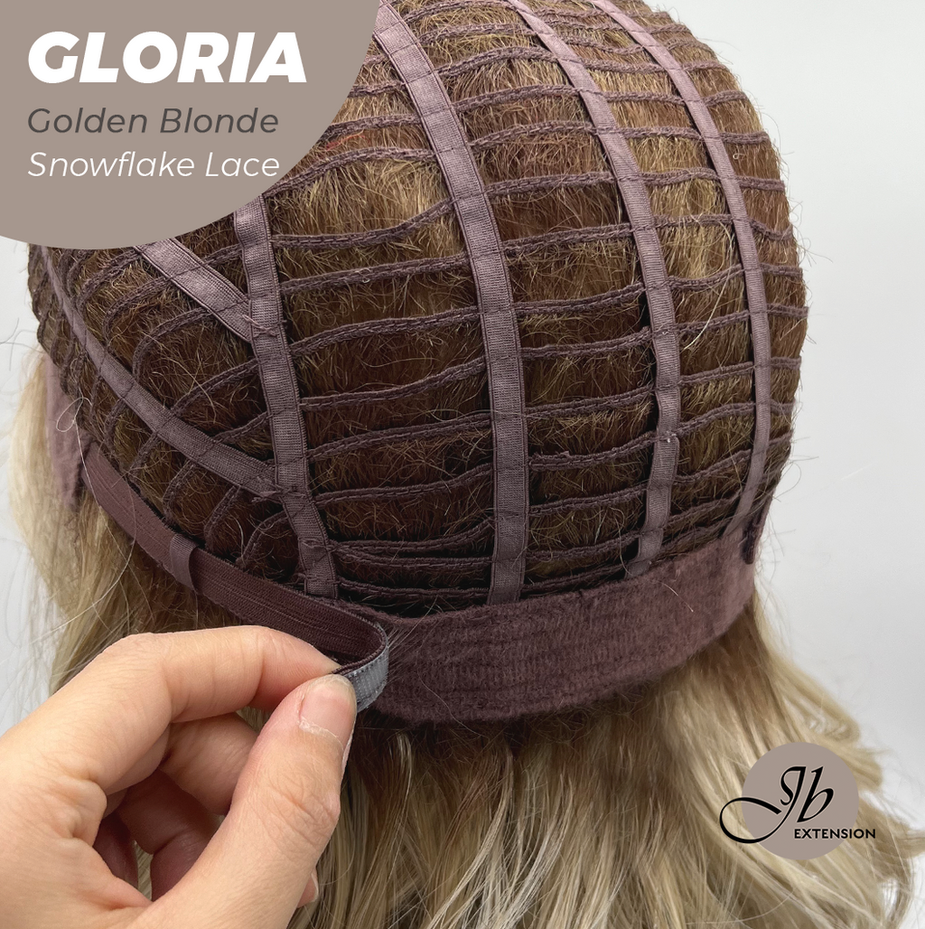 [PRE-ORDER] JBEXTENSION 14 Inches Curly Golden Blonde Wig with Bangs Pre-Cut T Part Snowflake Lace Frontlace Glueless Wig GLORIA GOLDEN BLONDE【BENDY EAR TABS】
