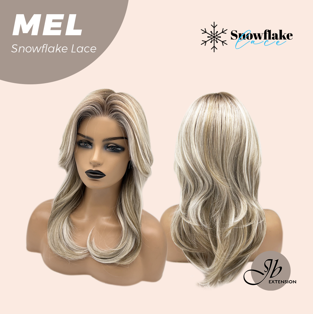 JBEXTENSION 20 Inches Ash Blonde Curly Pre-Cut Snowflake Lace Frontlace Glueless Wig MEL【PERMATEASE】【BENDY EAR TABS】- M/L