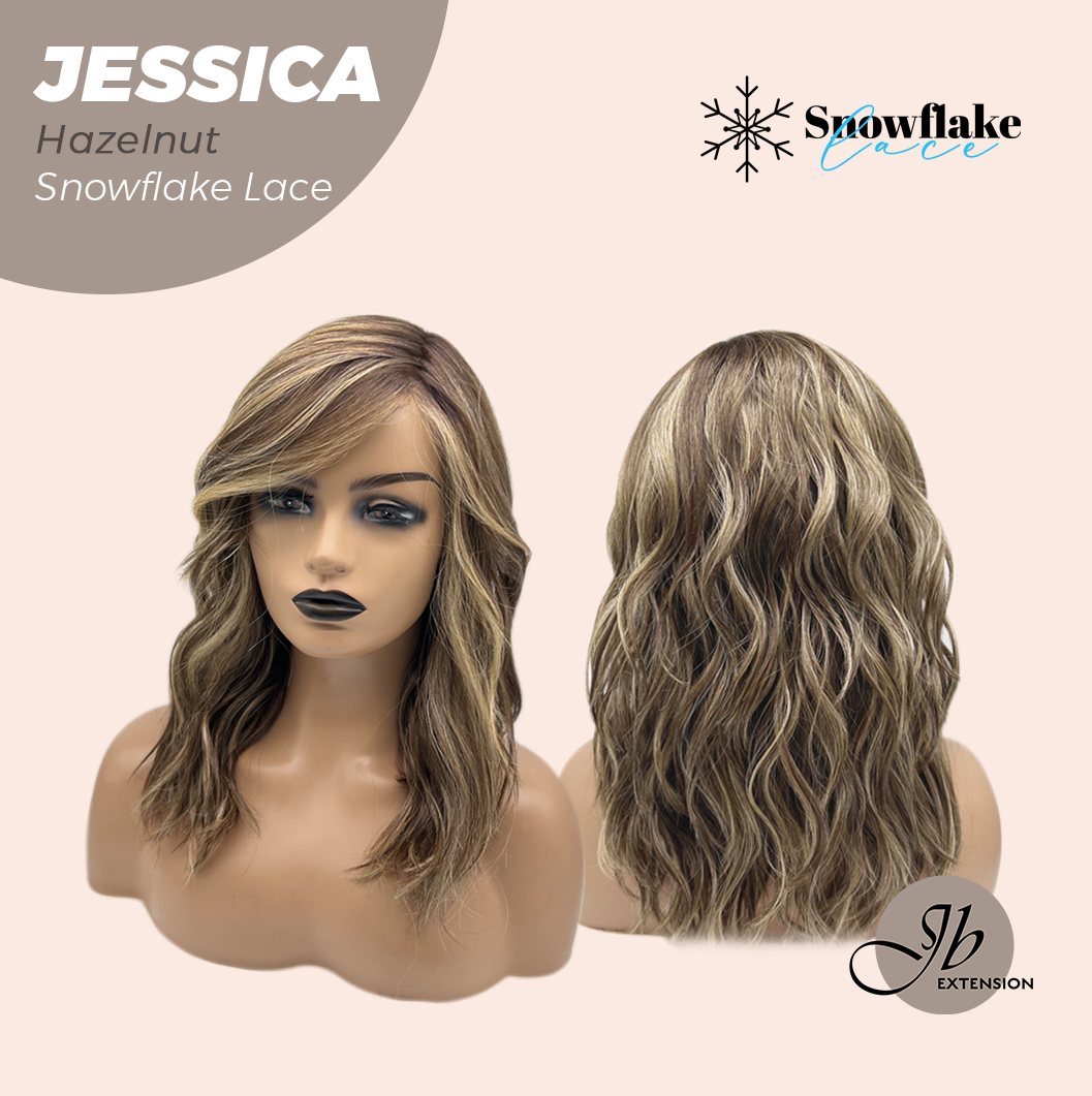 [PRE-ORDER] JBEXTENSION 16 Inches Hazelnut Curly Pre-Cut Side Part Snowflake Lace Frontlace Glueless Wig JESSICA HAZELNUT【BENDY EAR TABS】