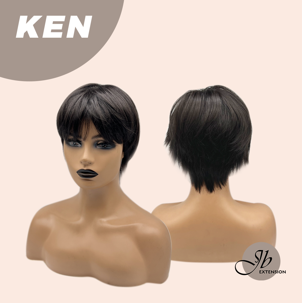 JBEXTENSION Short Hair 30% Real Human Hair Midnight Brown( Black/Brown) Unisex Wig Man Wig KEN