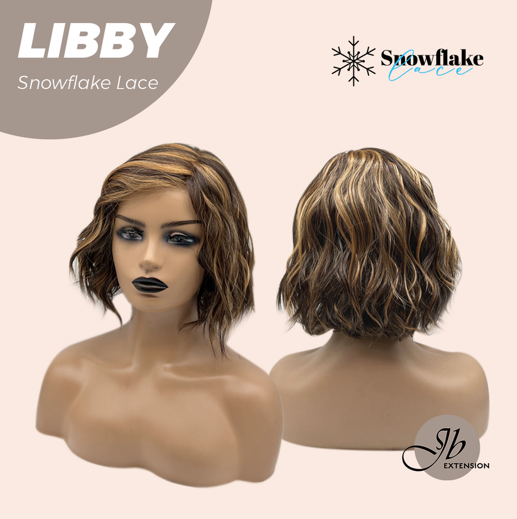 JBEXTENSION 11 Inches Wave Caramel Pre-Cut Side Part Snowflake Lace Frontlace Glueless Wig LIBBY【BENDY EAR TABS】