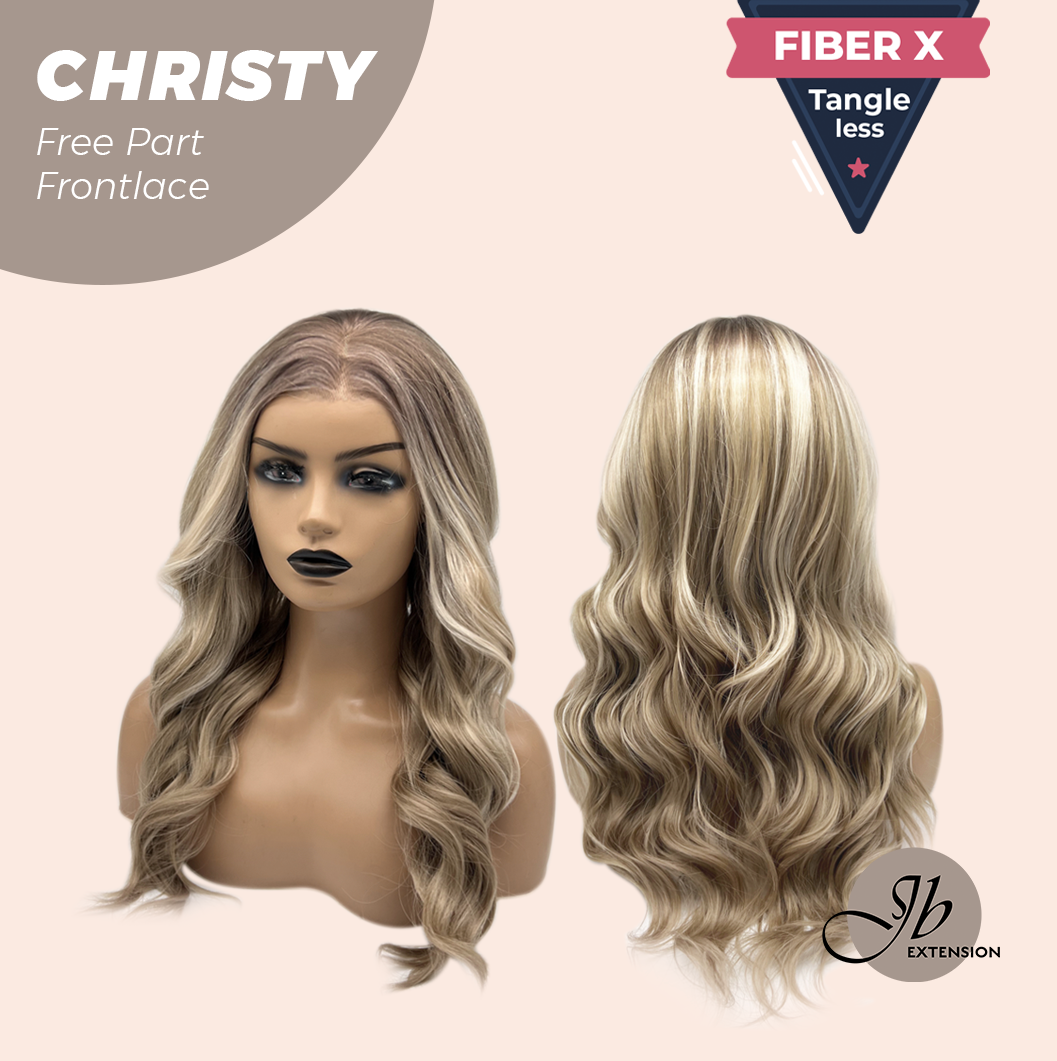 JBEXTENSION 22 Inches Mix Blonde Wave Fiber X, Tangle Less Pre-Cut Free Part Frontlace Glueless Wig CHRISTY【FIBER X】