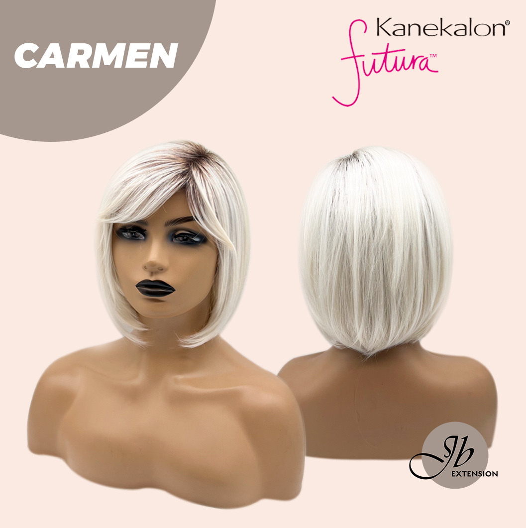 JBEXTENSION 13 Inches Short Silver Women Fashion Wig With Bangs CARMEN【PLUS PERMATEASE】【BENDY EAR TABS】