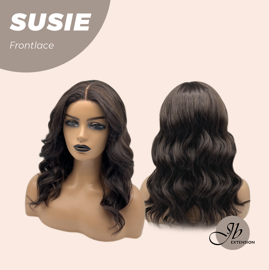 JBEXTENSION 16 Inches Dark Brown Women Pre-Cut Frontlace Glueless Wig SUSIE
