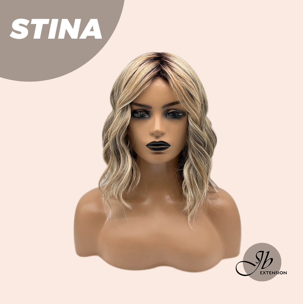 JBEXTENSION 14 Inches Wave Ash Caramel Blonde Women Fashion Full Machine Wig STINA【PLUS PERMATEASE】【BENDY EAR TABS】