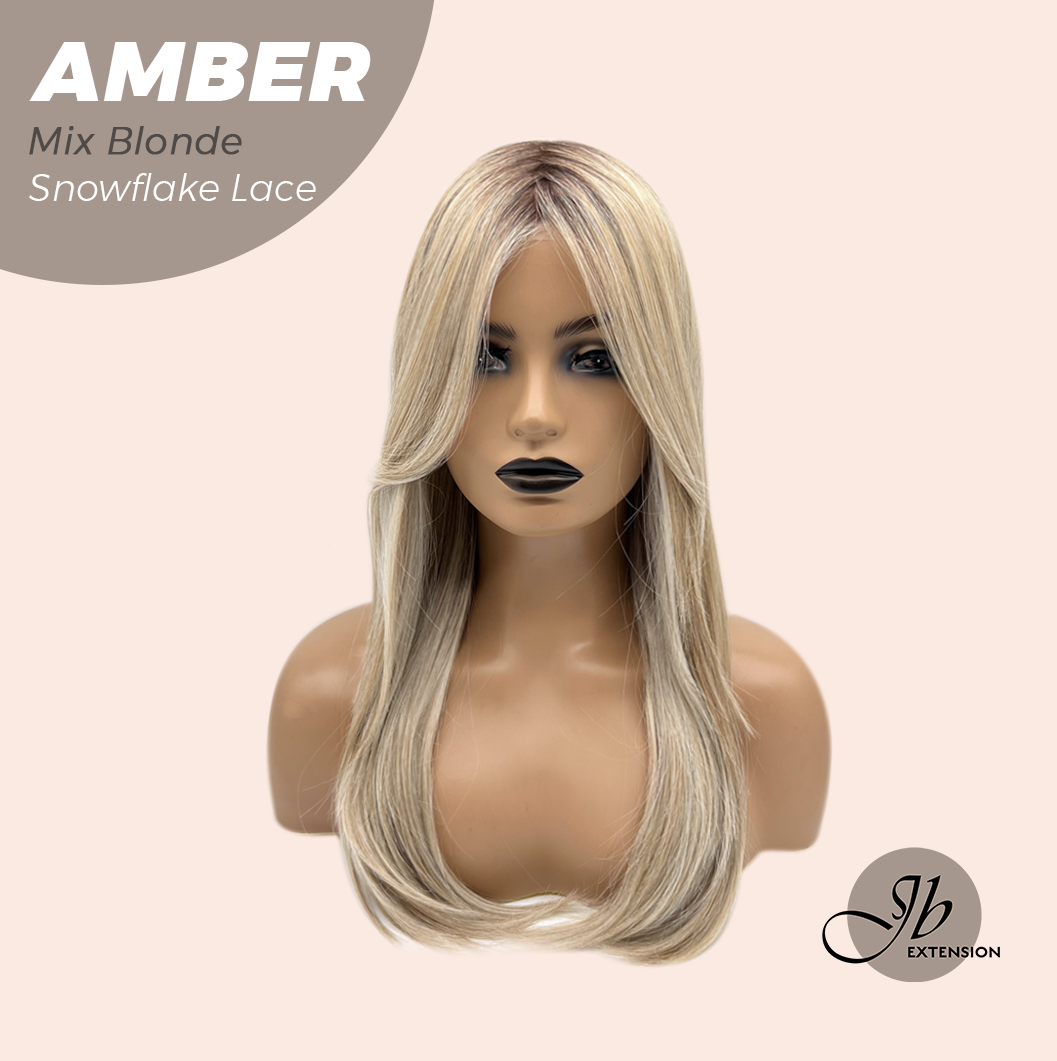 [PRE-ORDER] JBEXTENSION 21 Inches Straight Mix Blonde Pre-Cut T Part Snowflake Lace Frontlace Glueless Wig AMBER MIX BLONDE【BENDY EAR TABS】