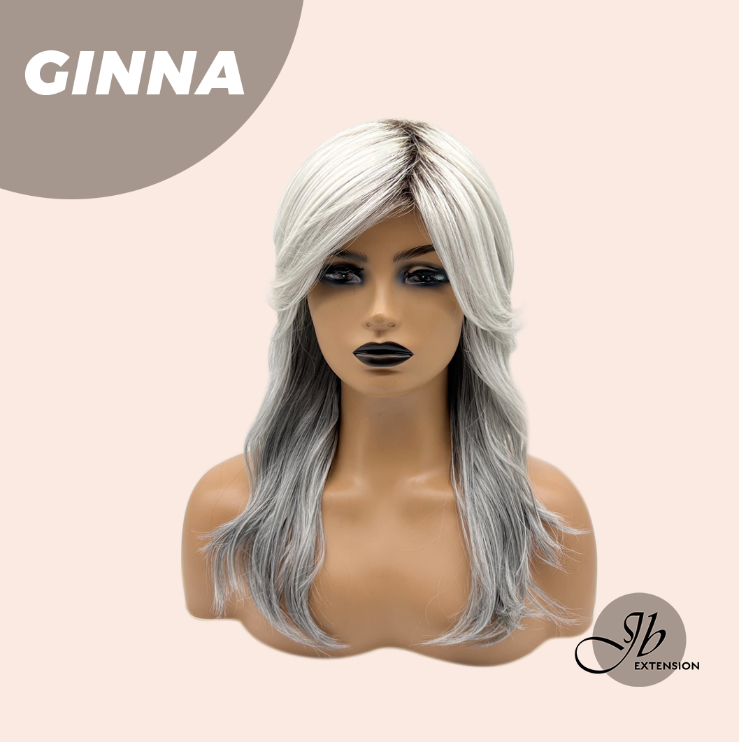 JBEXTENSION 19 Inches Grey Women Fashion Full Machine Wig GINNA【PLUS PERMATEASE】【BENDY EAR TABS】