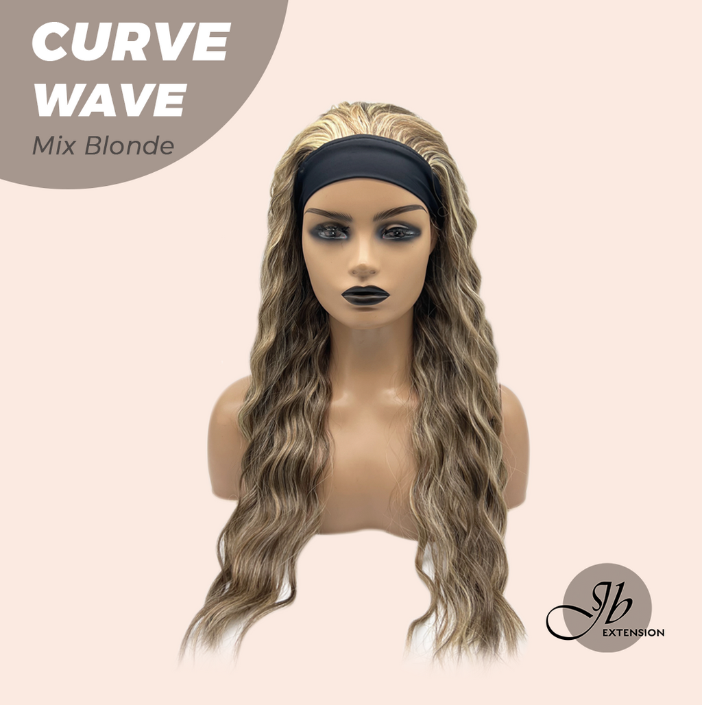 JBEXTENSION 26 Inches Long Wave Mix Blonde Headband Wig CURVE WAVE - MIX BLONDE