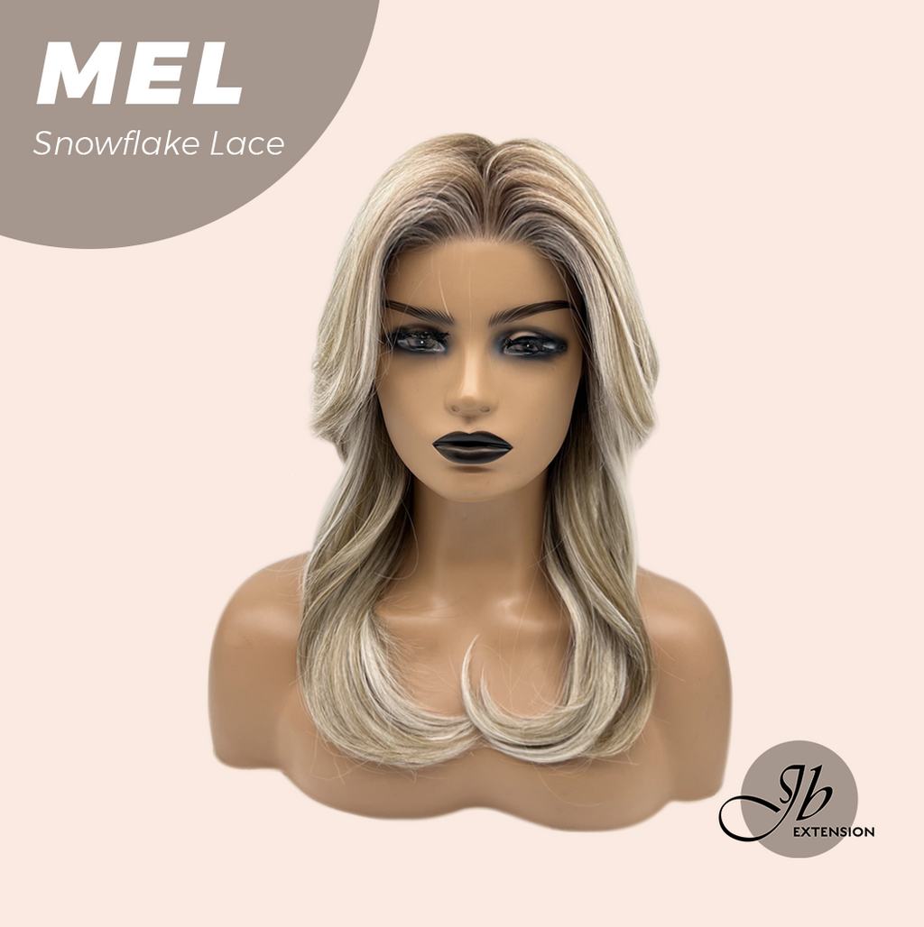 JBEXTENSION 20 Inches Ash Blonde Curly Pre-Cut Snowflake Lace Frontlace Glueless Wig MEL【PERMATEASE】【BENDY EAR TABS】- S/M