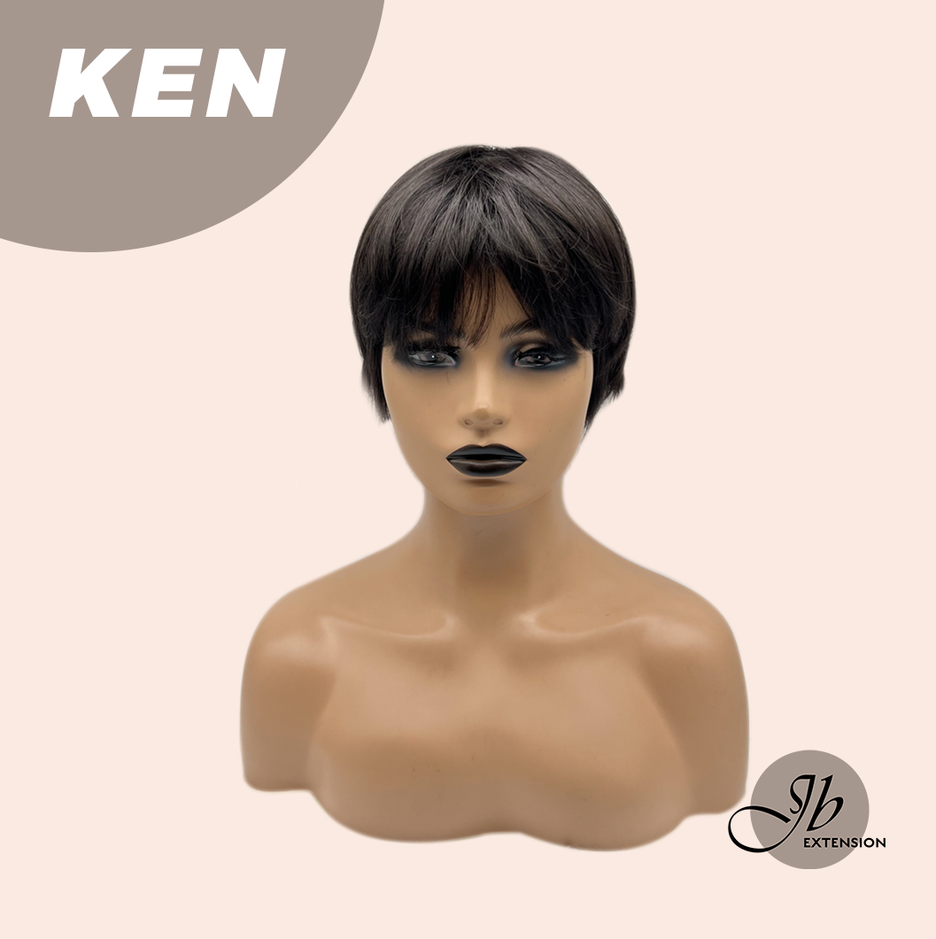 JBEXTENSION Short Hair 30% Real Human Hair Midnight Brown( Black/Brown) Unisex Wig Man Wig KEN