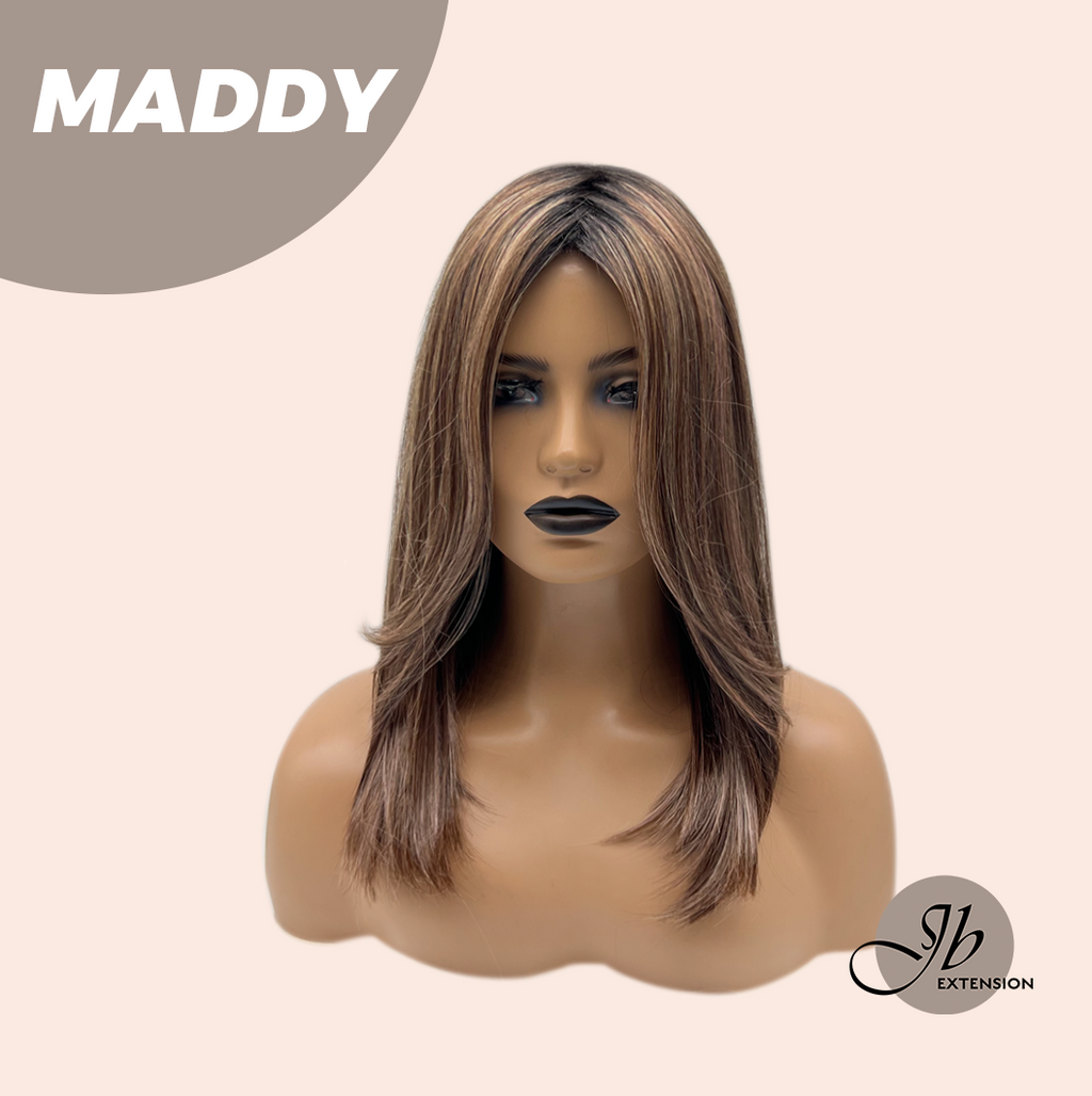 JBEXTENSION 18 Inches Ash Brown Women Fashion Full Machine Wig MADDY【PLUS PERMATEASE】【BENDY EAR TABS】