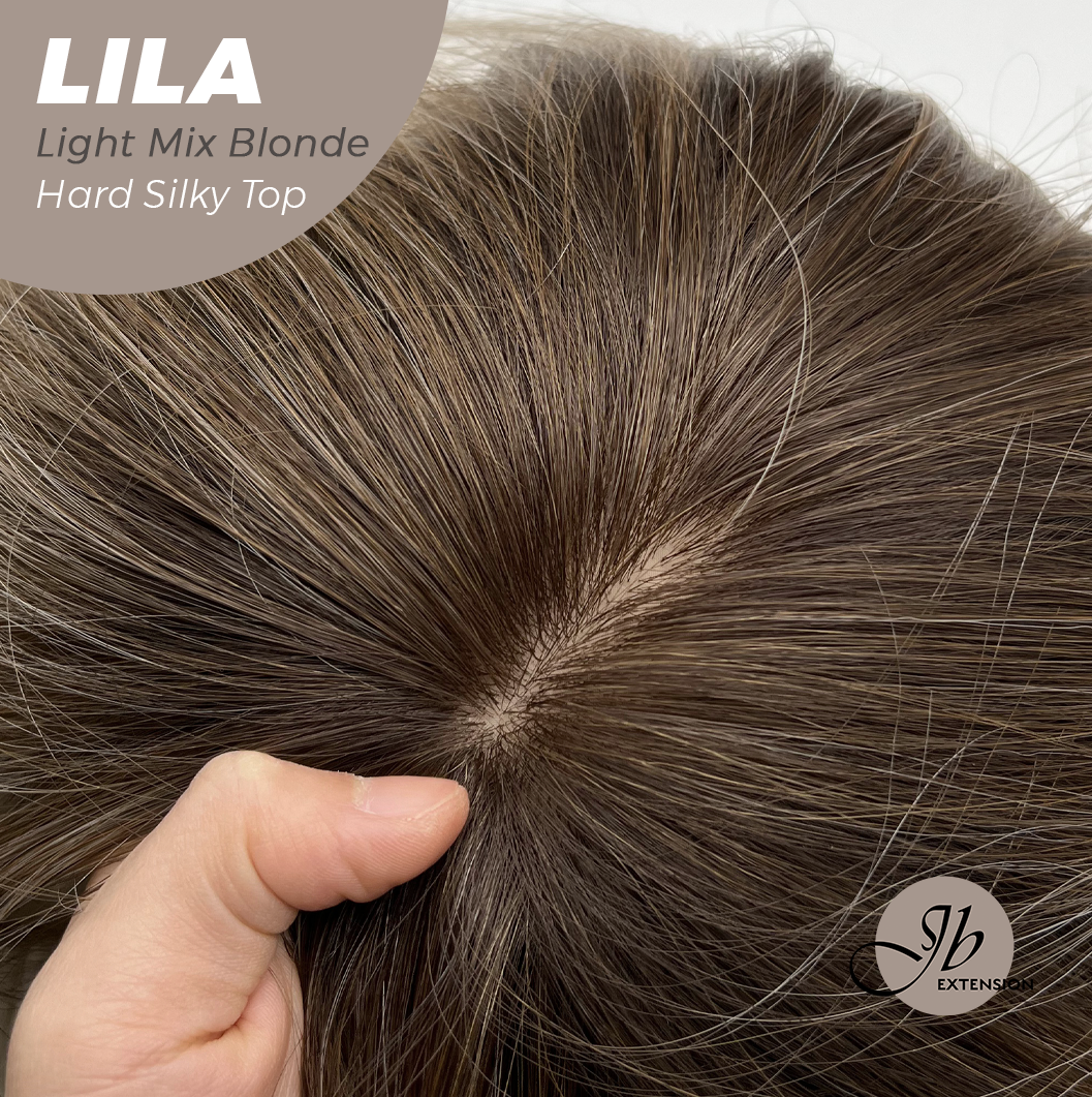JBEXTENSION 20 Inches Scalpiana Light Mix Blonde Wolf Cut 3.5X4 Hard Silky Top Natural Scalp Effect Wig With Bangs LILA LIGHT MIX BLONDE