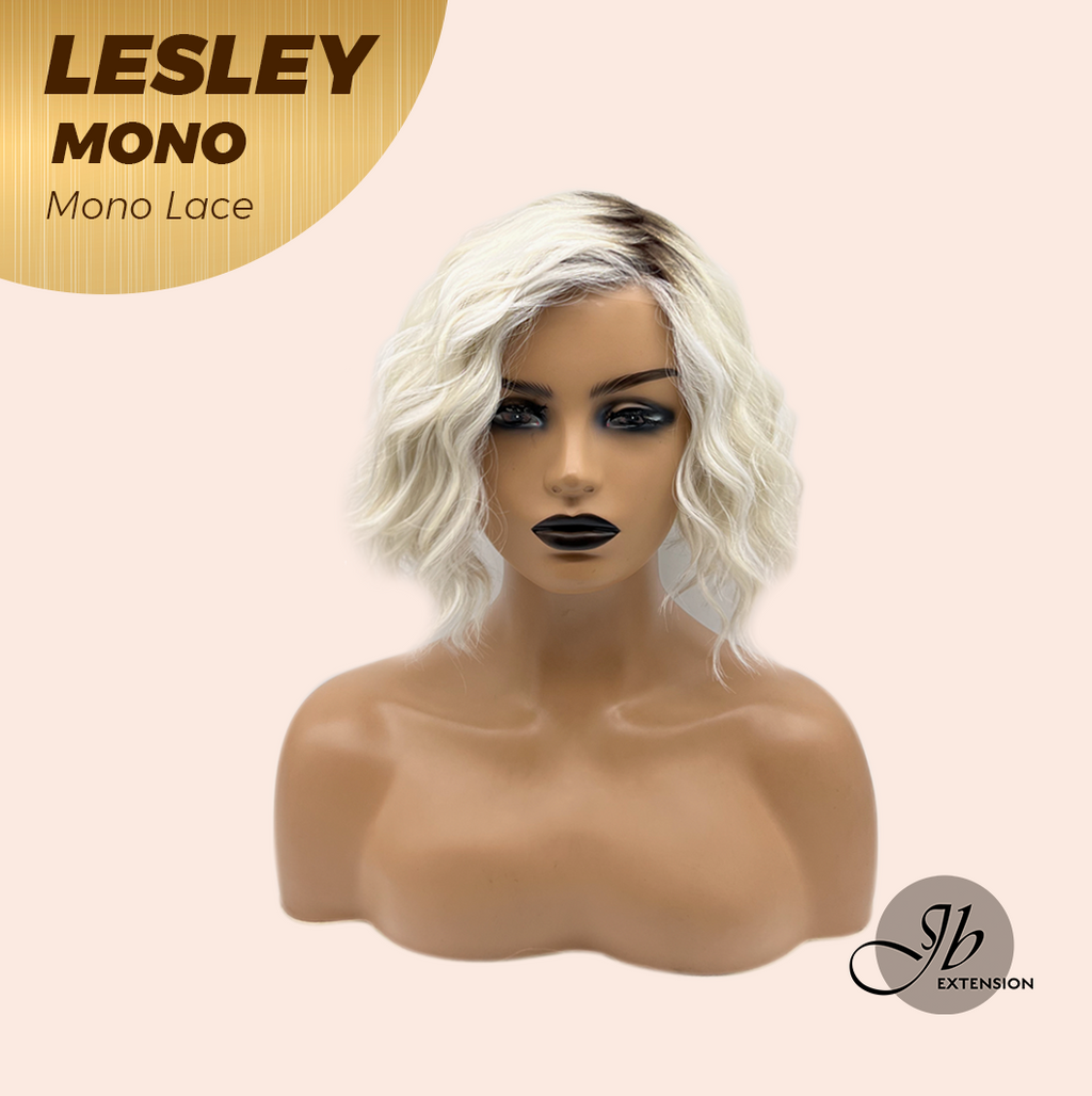 JBEXTENSION LESLEY MONO Monofilament Handmade Wig 6X5 Full Monofilament Hand Tied Top Wig 10 Inches Silver Curly Mono Lace Wig With Anti-slip Silicone Strips Glueless Wig LESLEY MONO【BENDY EAR TABS】
