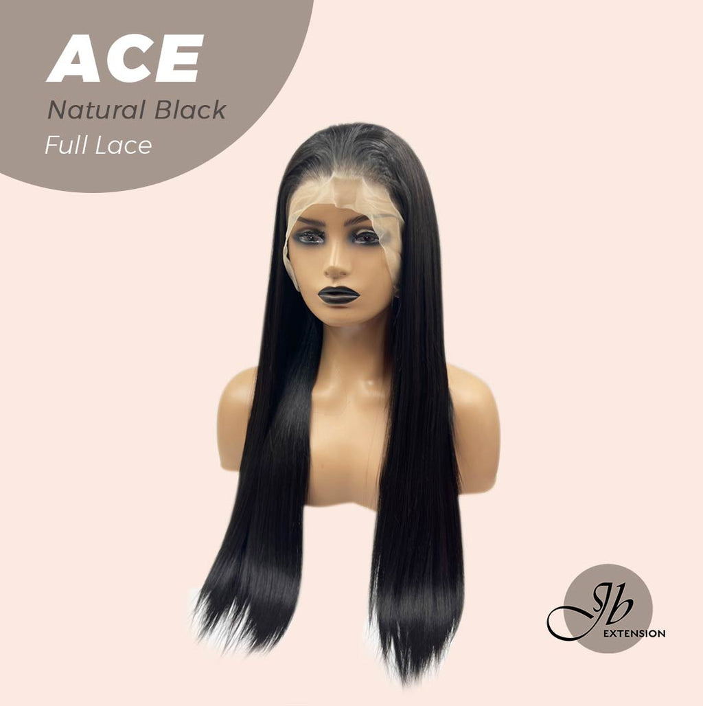 JBEXTENSION 28 Inches Natural Black Long Straight HD Transparent 360 Lace Front Wigs Pre-Plucked Hair Glueless 180% Density Full Lace Hair Glueless Wigs For Thinning Hair ACE NATURAL BLACK