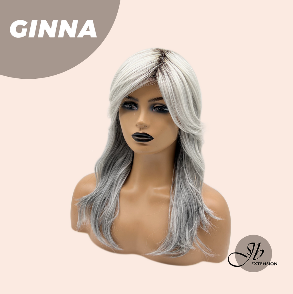 JBEXTENSION 19 Inches Grey Women Fashion Full Machine Wig GINNA【PLUS PERMATEASE】【BENDY EAR TABS】