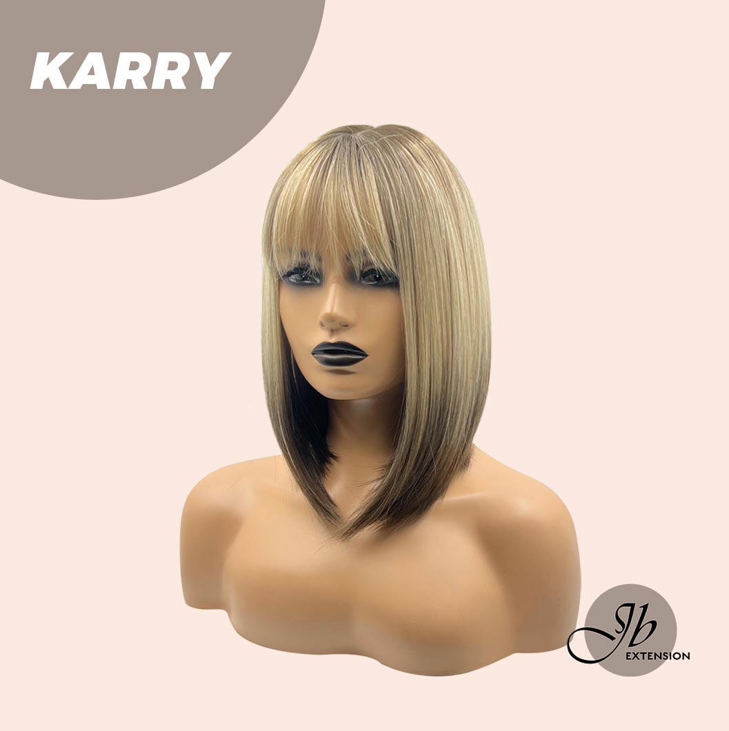 JBEXTENSION 12 Inches Bob Cut Short Straight Blonde With Black End Wig KARRY