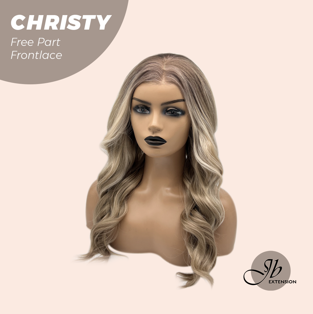 JBEXTENSION 22 Inches Mix Blonde Wave Fiber X, Tangle Less Pre-Cut Free Part Frontlace Glueless Wig CHRISTY【FIBER X】