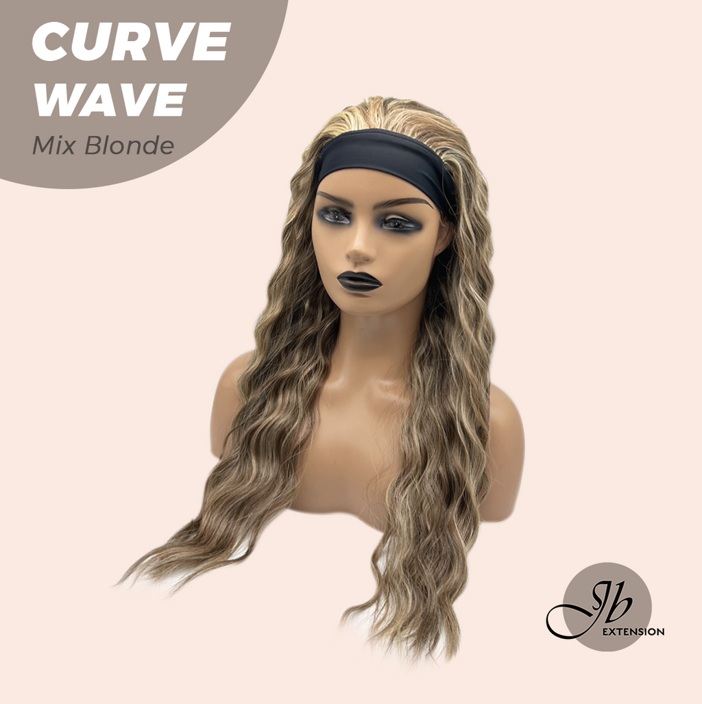 JBEXTENSION 26 Inches Long Wave Mix Blonde Headband Wig CURVE WAVE - MIX BLONDE