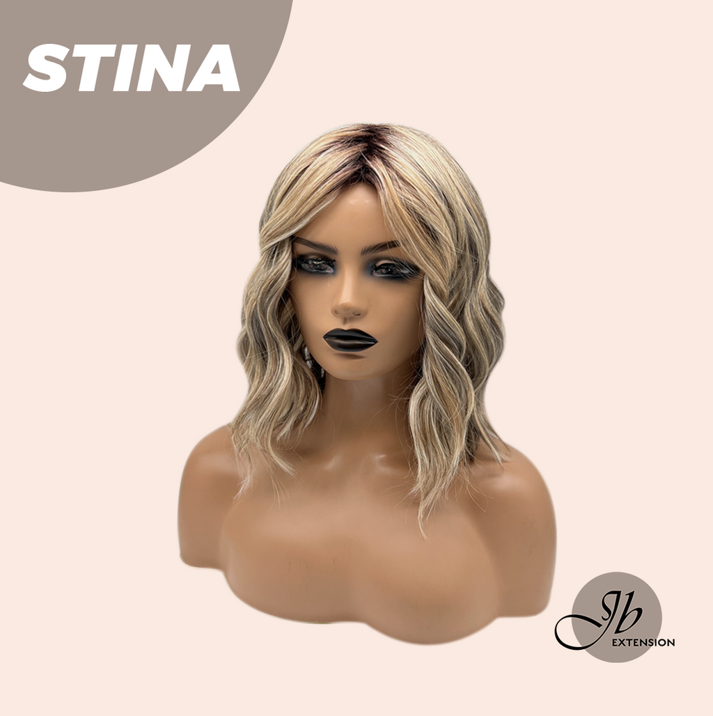 JBEXTENSION 14 Inches Wave Ash Caramel Blonde Women Fashion Full Machine Wig STINA【PLUS PERMATEASE】【BENDY EAR TABS】