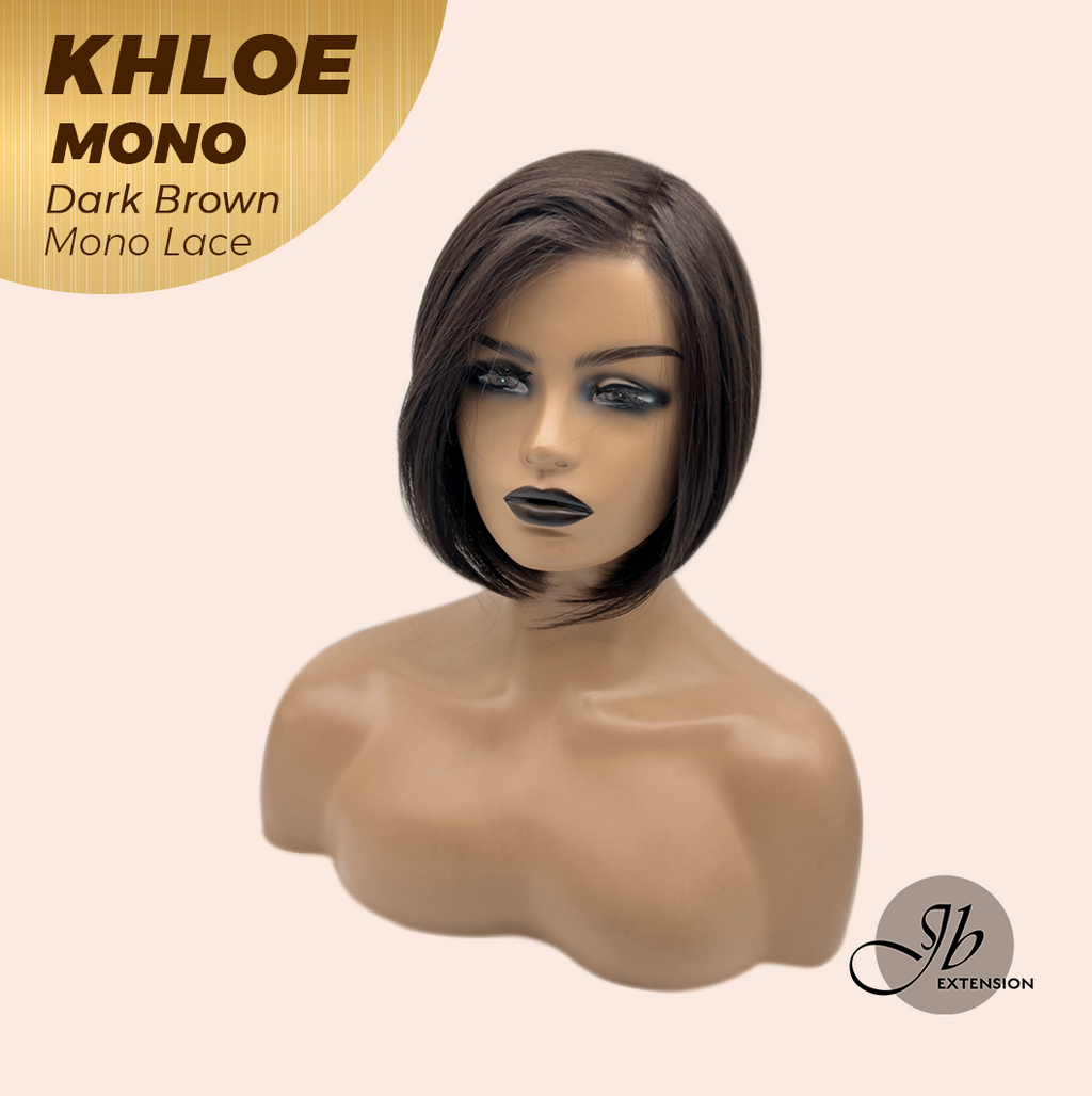 [PRE-ORDER] JBEXTENSION KHLOE MONO Monofilament Handmade Wig 6X5 Full Monofilament Hand Tied Top Wig 12 Inches Bob Cut Dark Brown Mono Lace Handmade Futura Fiber Wig With Anti-slip Silicone Strips Glueless Wig KHLOE MONO DARK BROWN【BENDY EAR TABS】