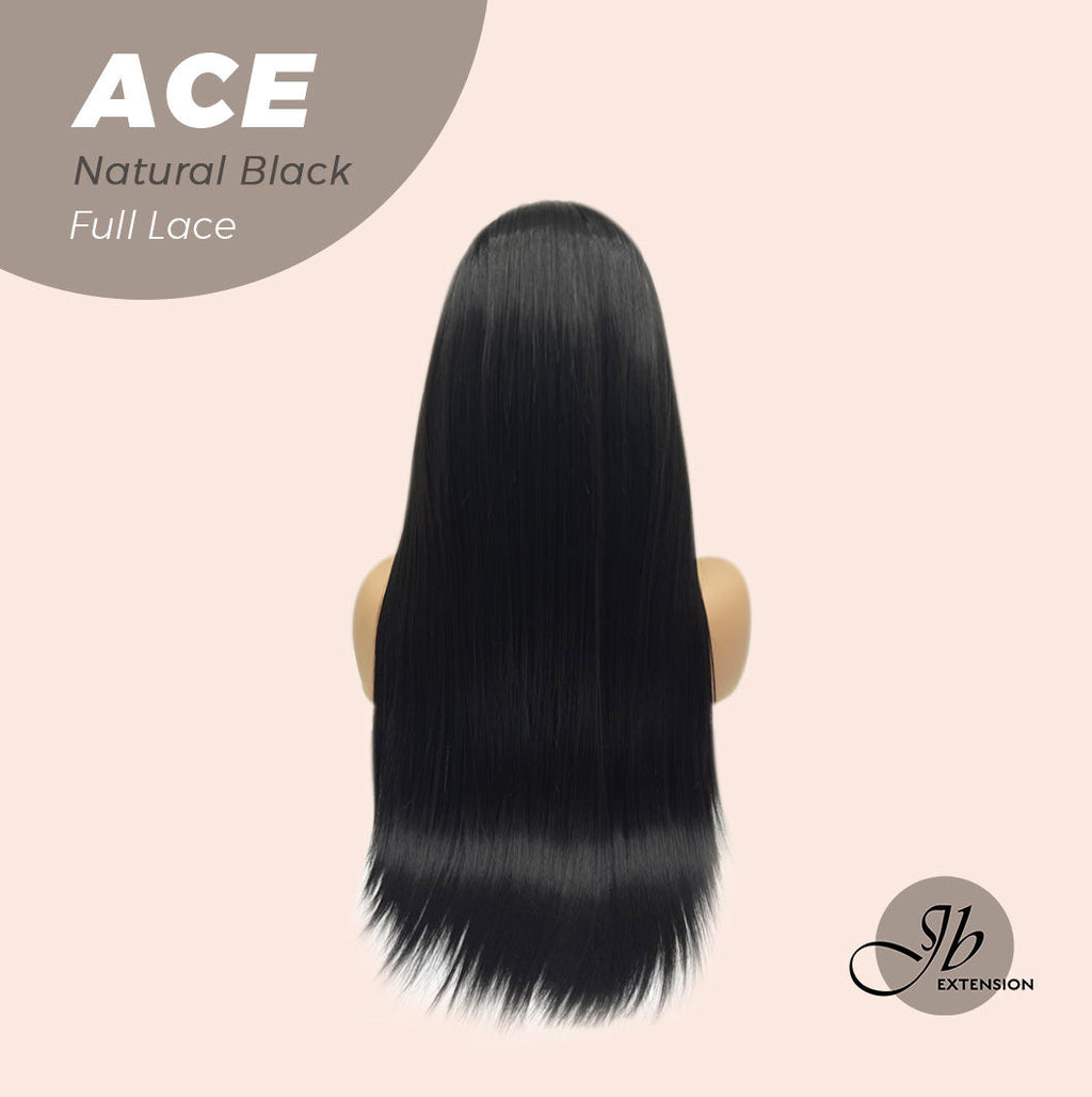 JBEXTENSION 28 Inches Natural Black Long Straight HD Transparent 360 Lace Front Wigs Pre-Plucked Hair Glueless 180% Density Full Lace Hair Glueless Wigs For Thinning Hair ACE NATURAL BLACK