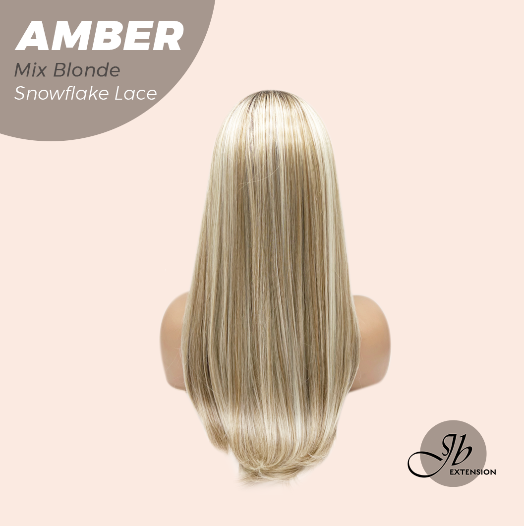 [PRE-ORDER] JBEXTENSION 21 Inches Straight Mix Blonde Pre-Cut T Part Snowflake Lace Frontlace Glueless Wig AMBER MIX BLONDE【BENDY EAR TABS】