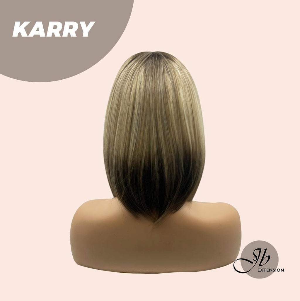 JBEXTENSION 12 Inches Bob Cut Short Straight Blonde With Black End Wig KARRY